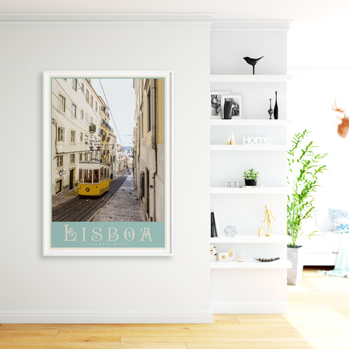 Lisbon travel print- framed. Vintage travel style poster by places we luv