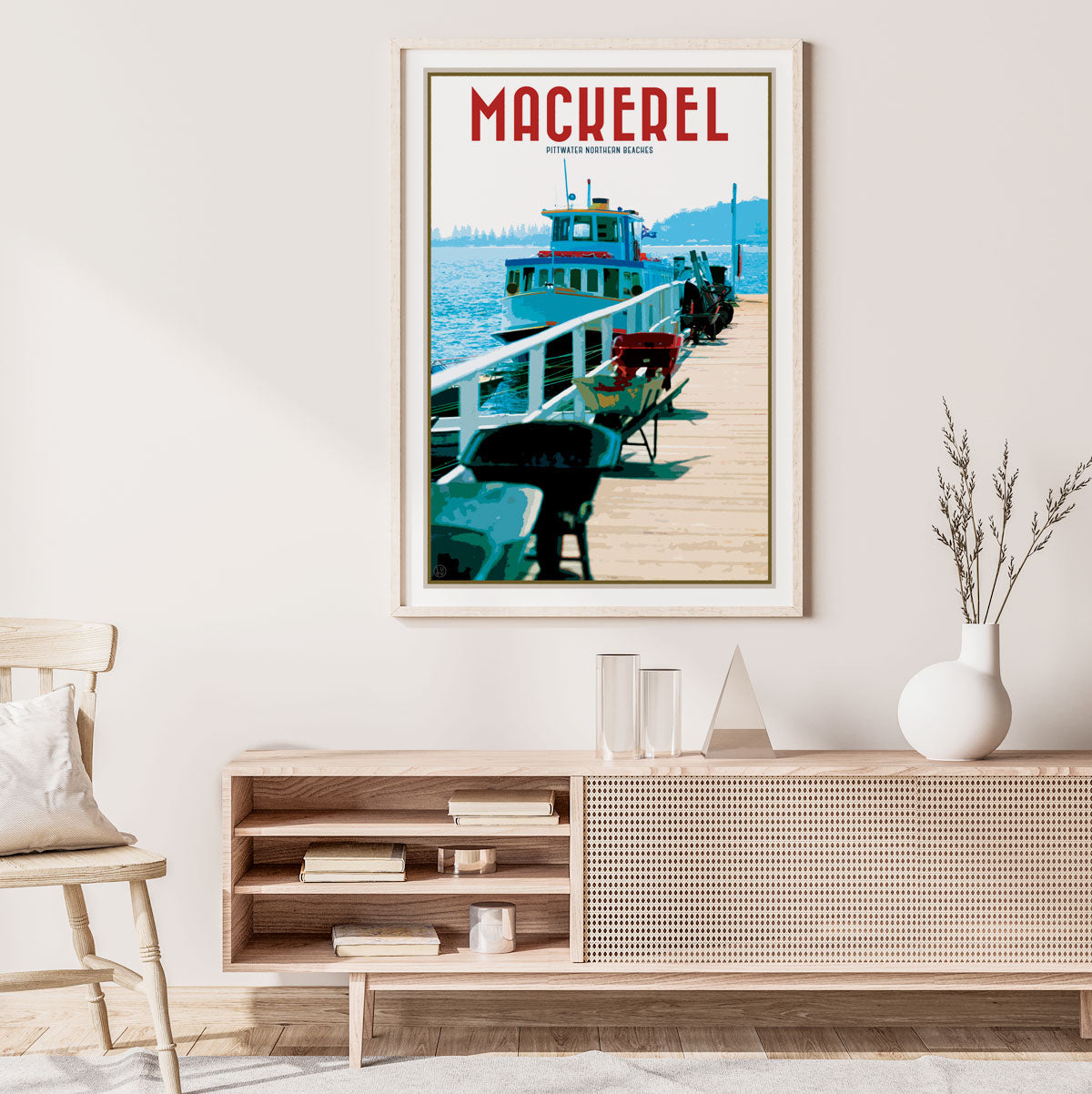 Mackerel Pittwater vintage retro poster by Places We Luv