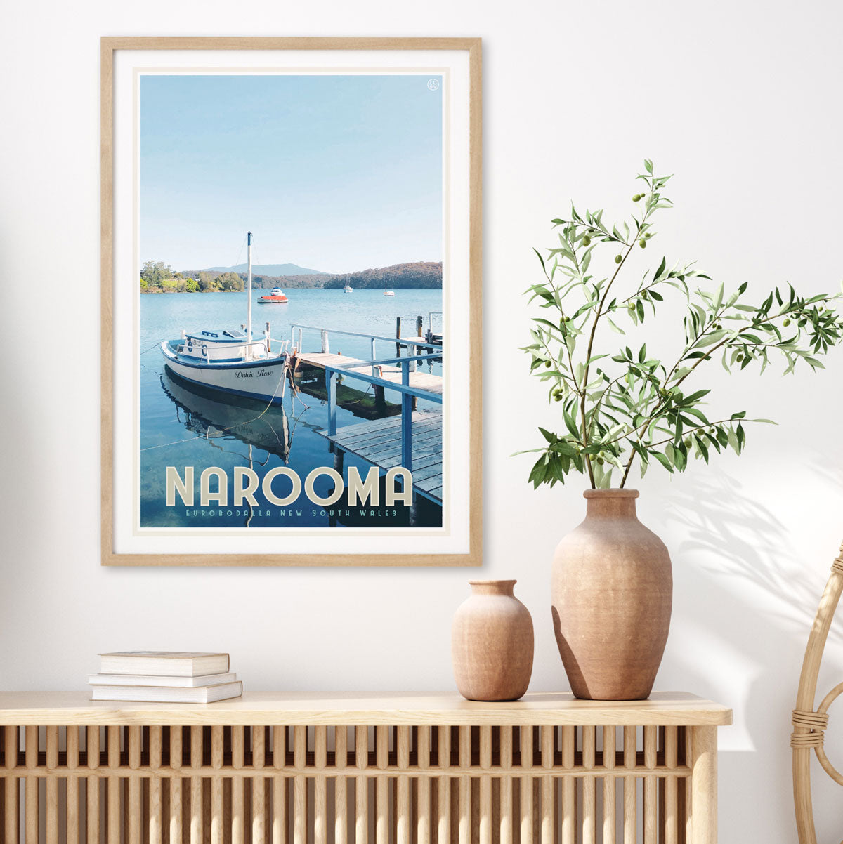 Narooma fishing boat vintage travel framed print by places we luv