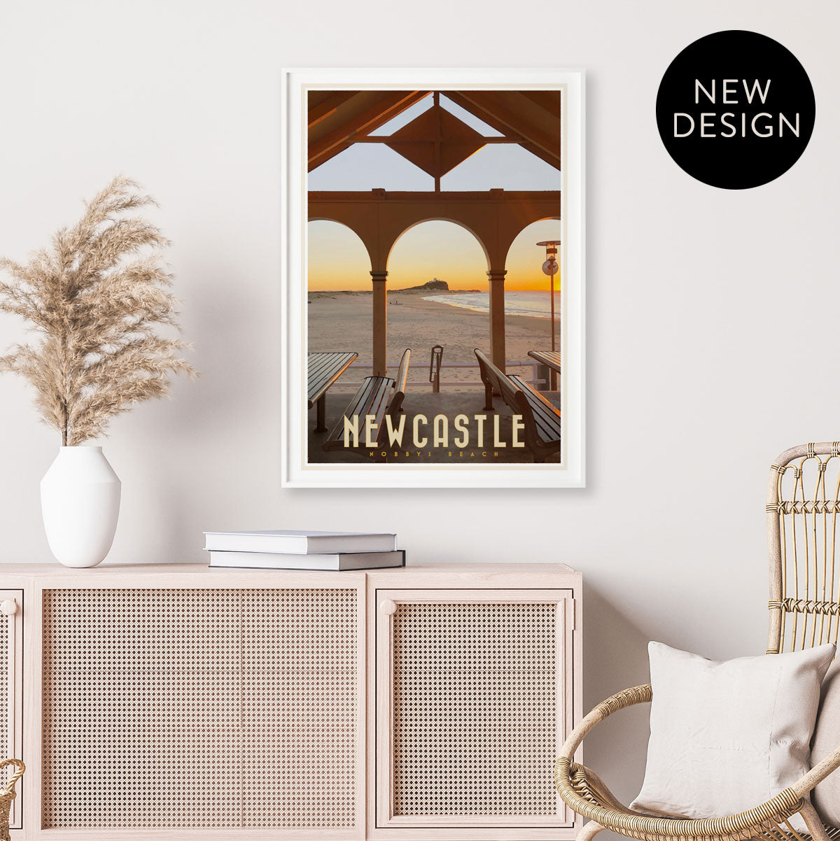 Newcastle NSW poster vintage travel style designed by Places We Luv