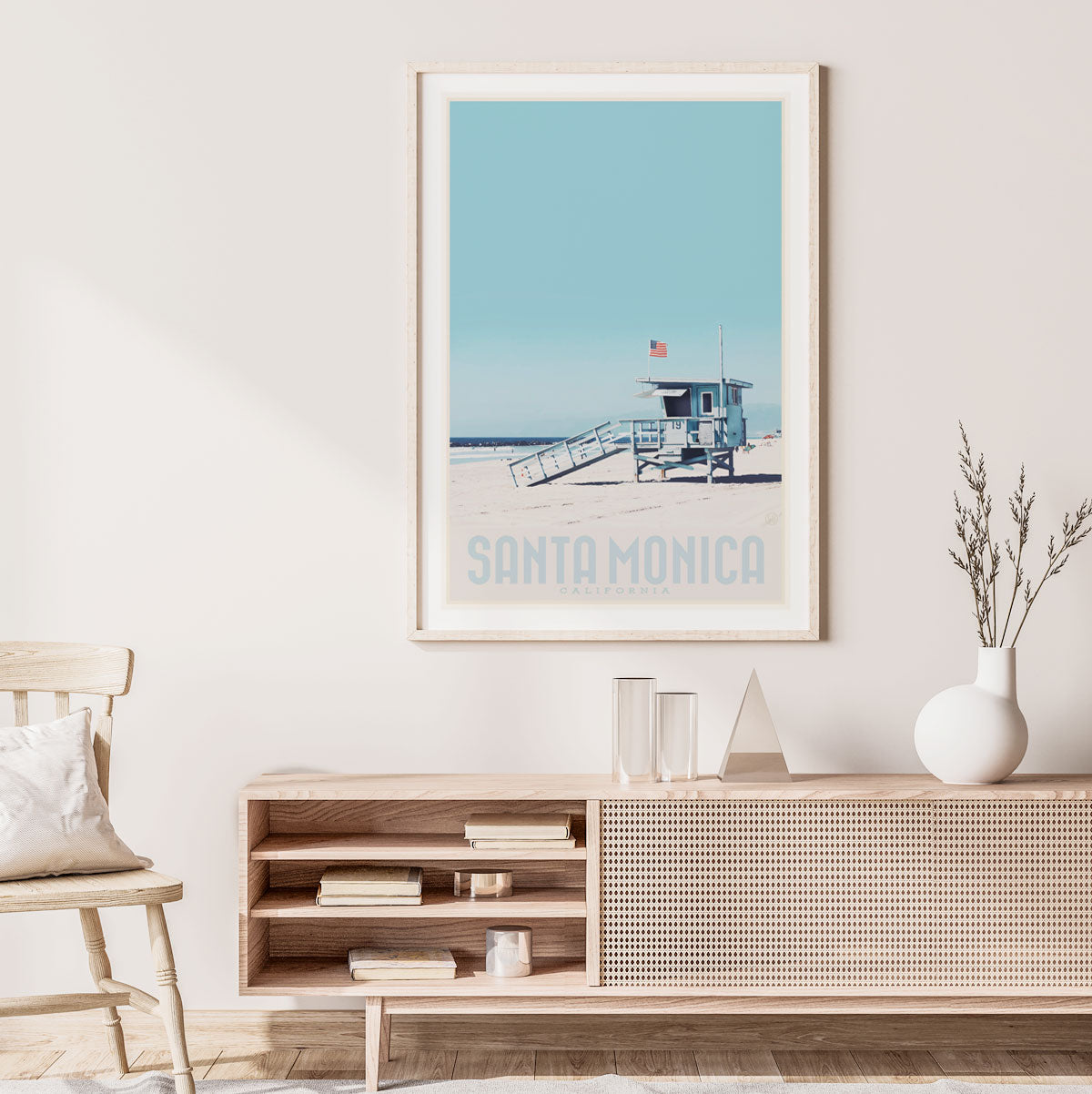 Santa Monica California vintage travel style poster by Placesweluv