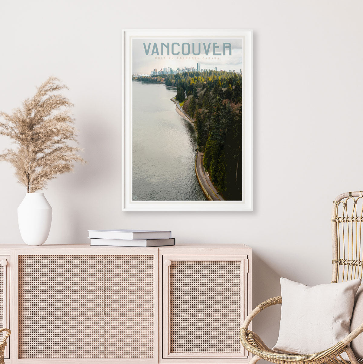 Vintage style travel framed print of Vancouver Canada by placesweluv