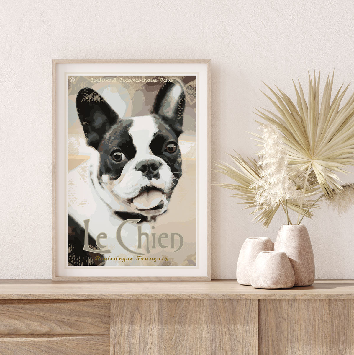 Le Chien french bulldog Paris framed travel print by places we luv 
