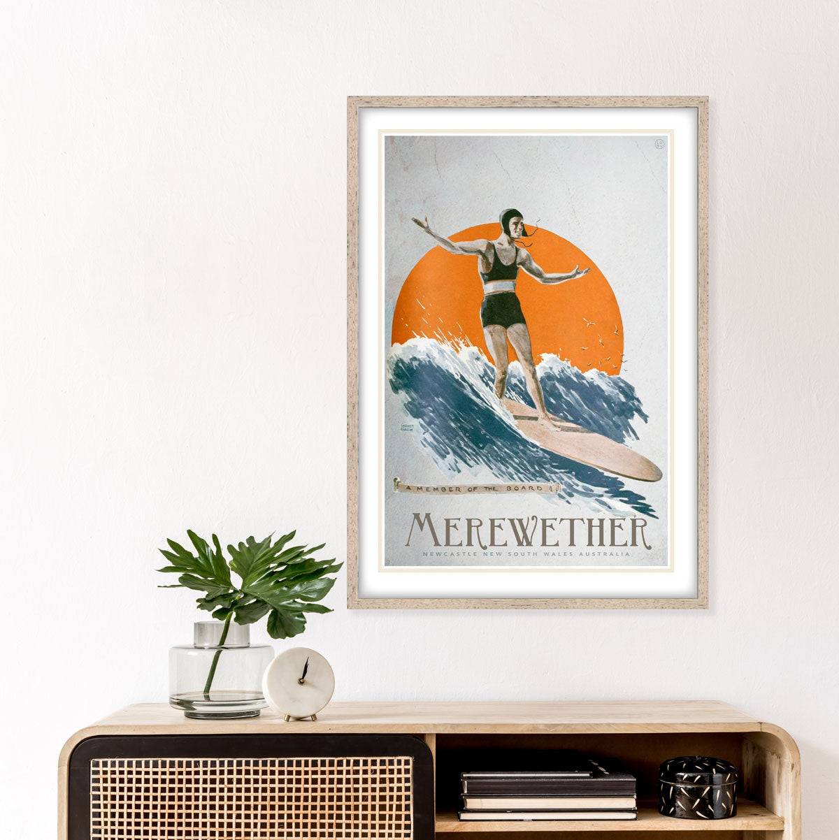 Merewether retro vintage surfer poster from Places We Luv