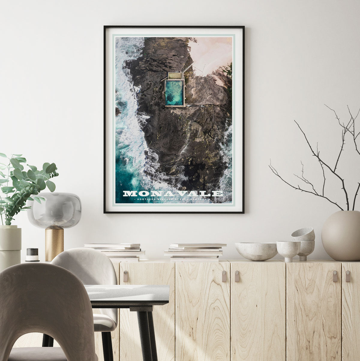 Mona Vale vintage travel style framed print by places we luv