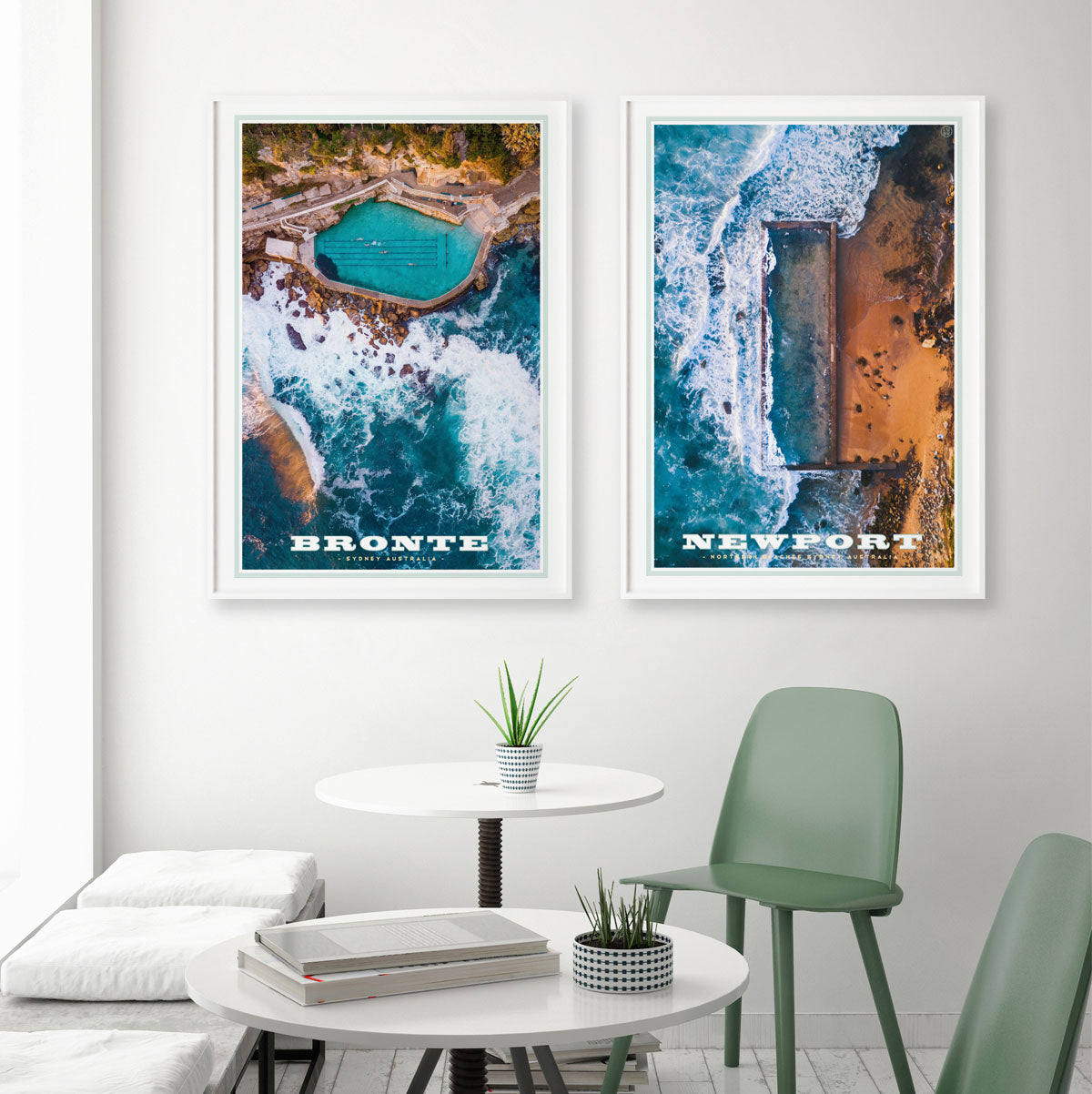 Newport Pool vintage travel style framed print by places we luv
