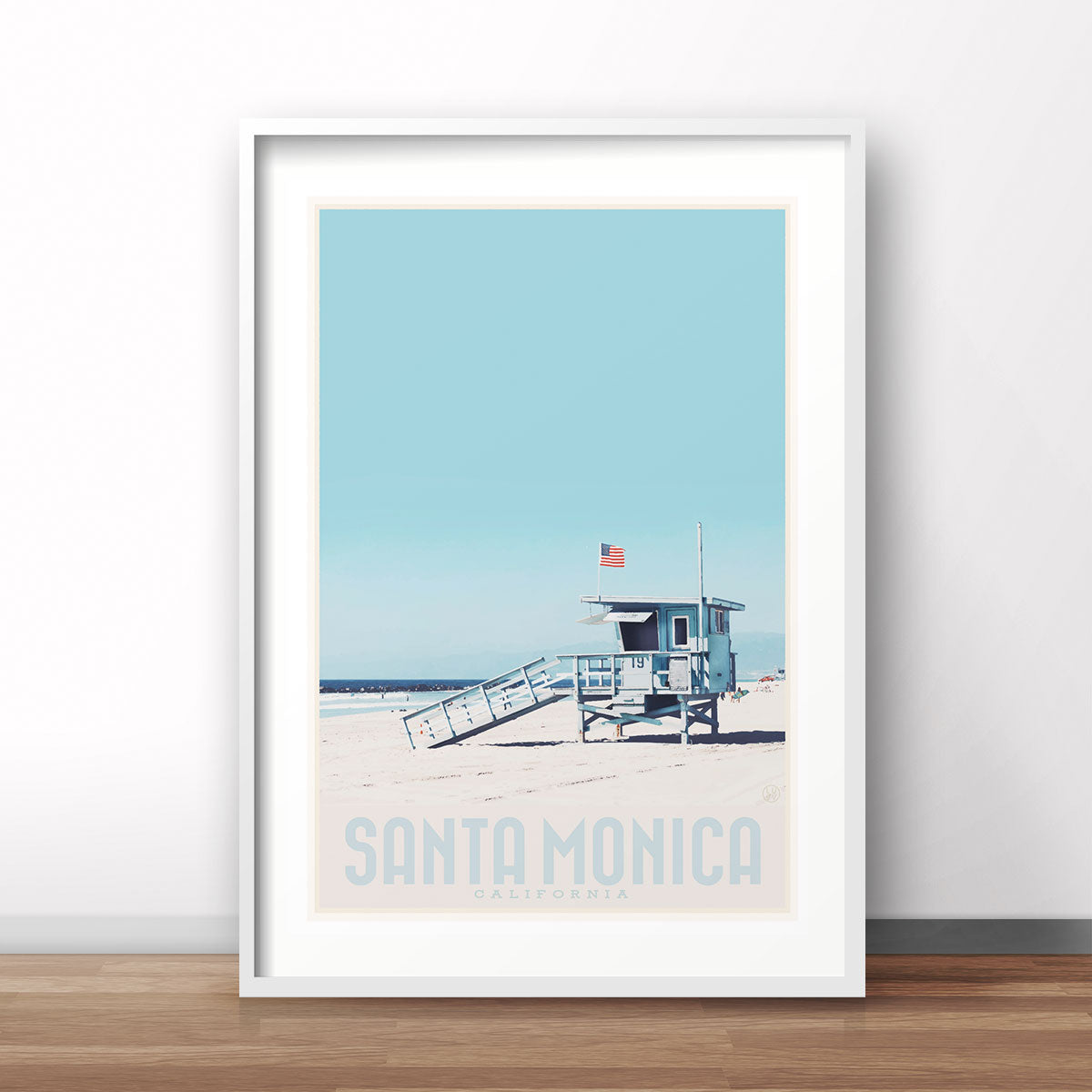 Santa Monica California vintage travel style framed print by Placesweluv