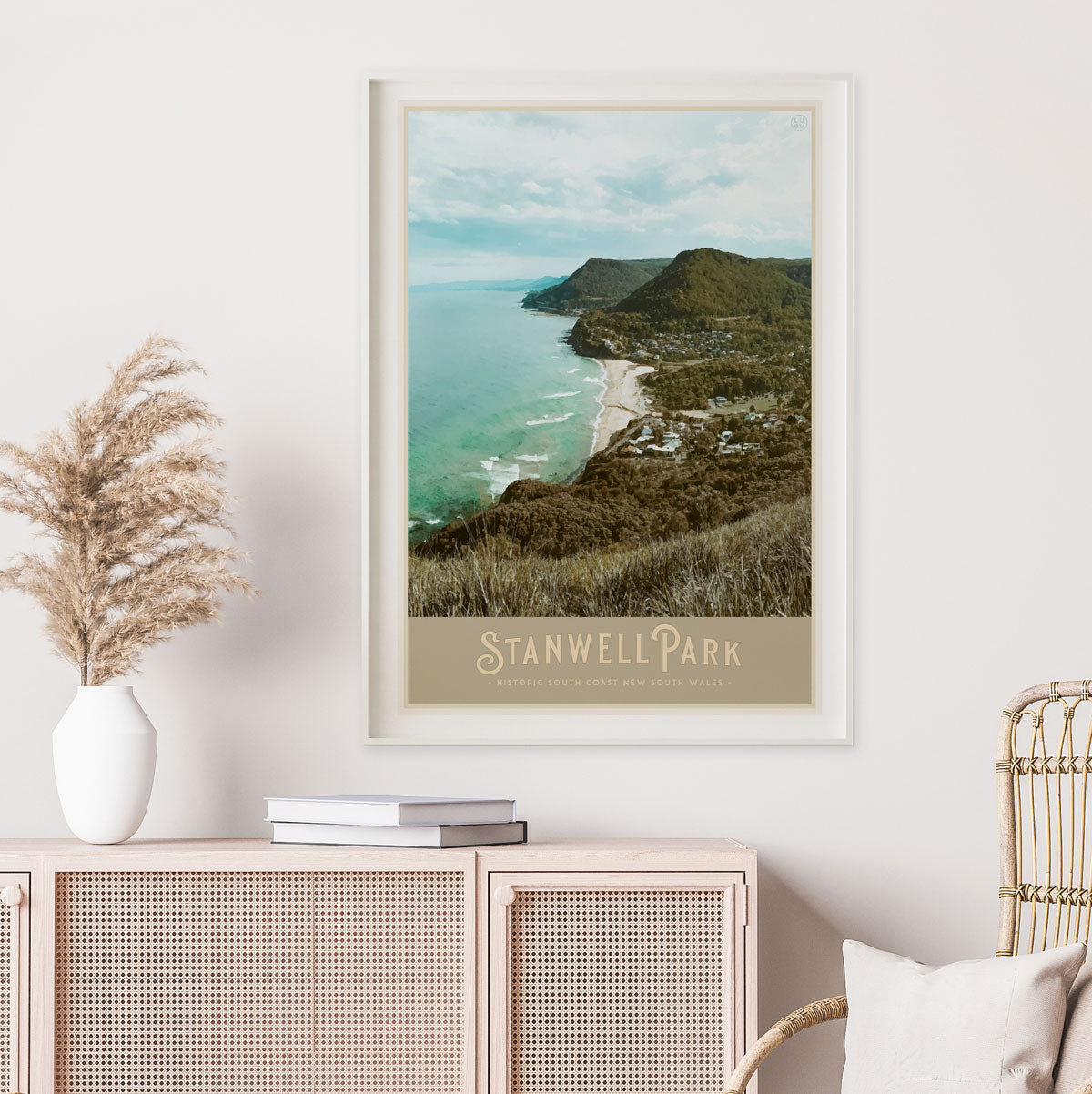 Stanwell Park vintage travel style framed print by Places We Luv