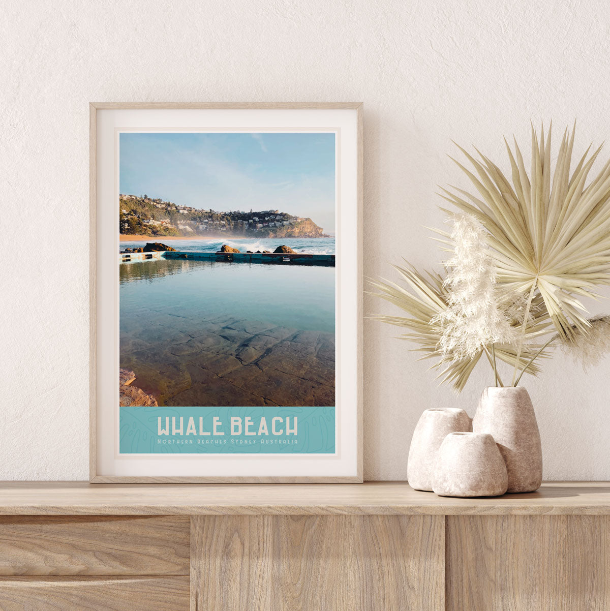 Whale Beach NSW framed vintage style travel print by Places we luv