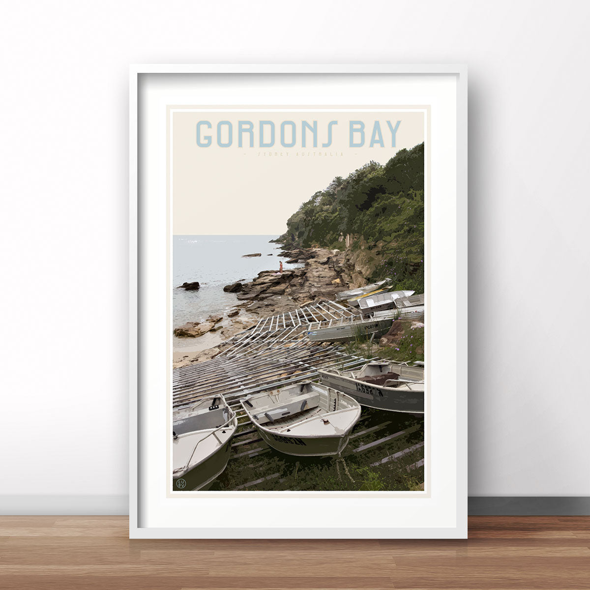 Gordons Bay vintage travel style art print by Places We Luv