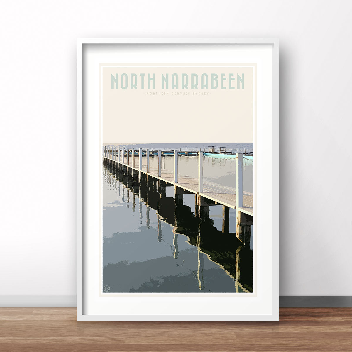 North Narrabeen vintage travel style art print by Places We Luv