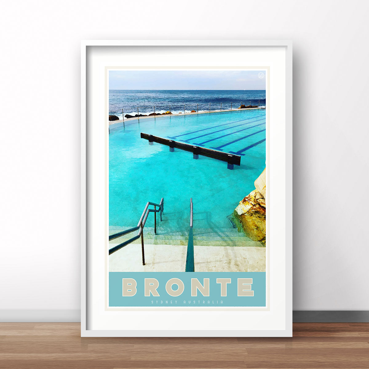 Bronte blue pool vintage travel style print by places we luv