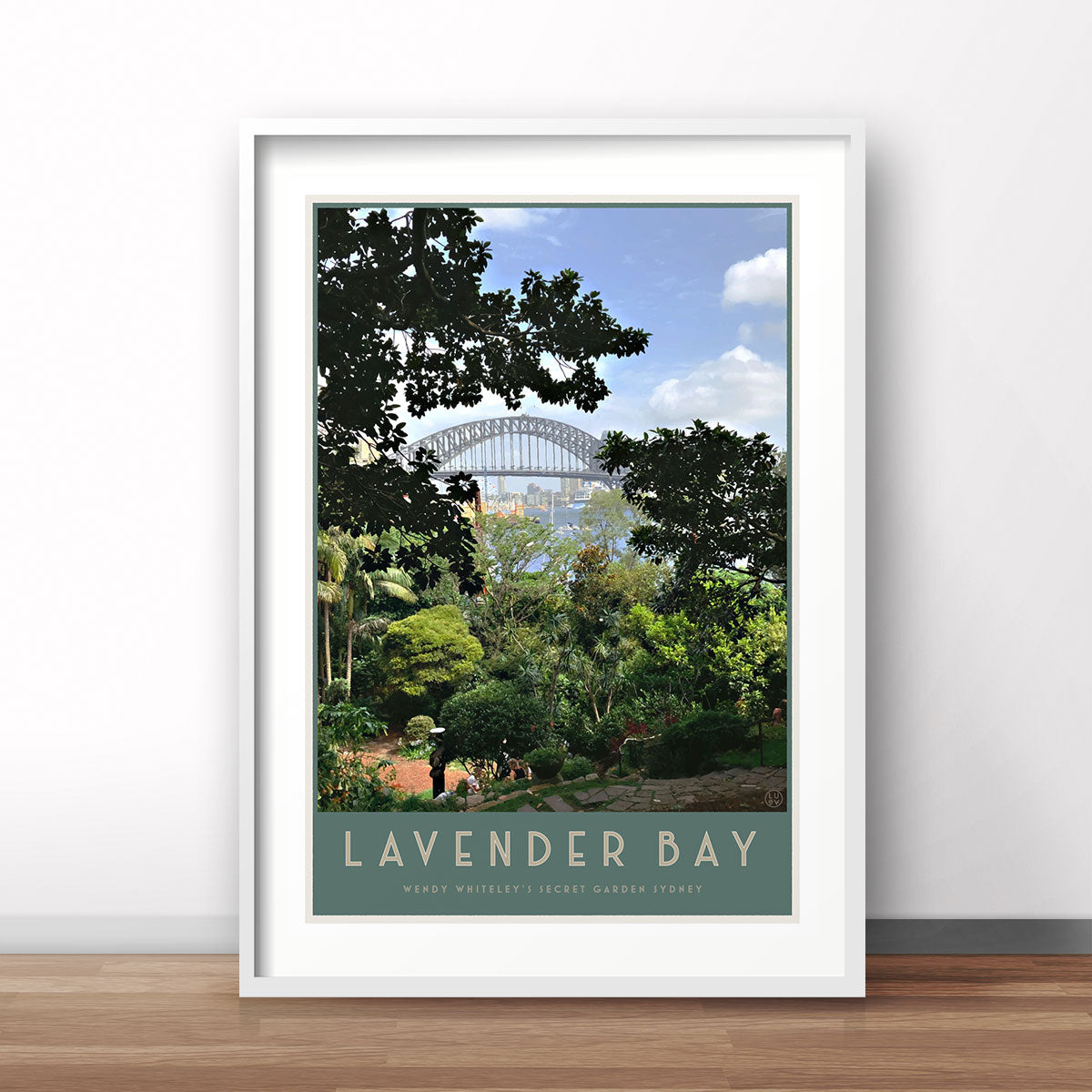 Lavender Bay vintage style travel white framed print by places we luv
