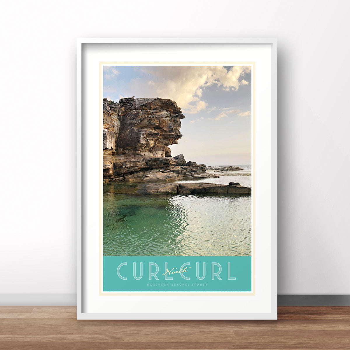 North Curl Curl Pool vintage travel style poster by places we luv