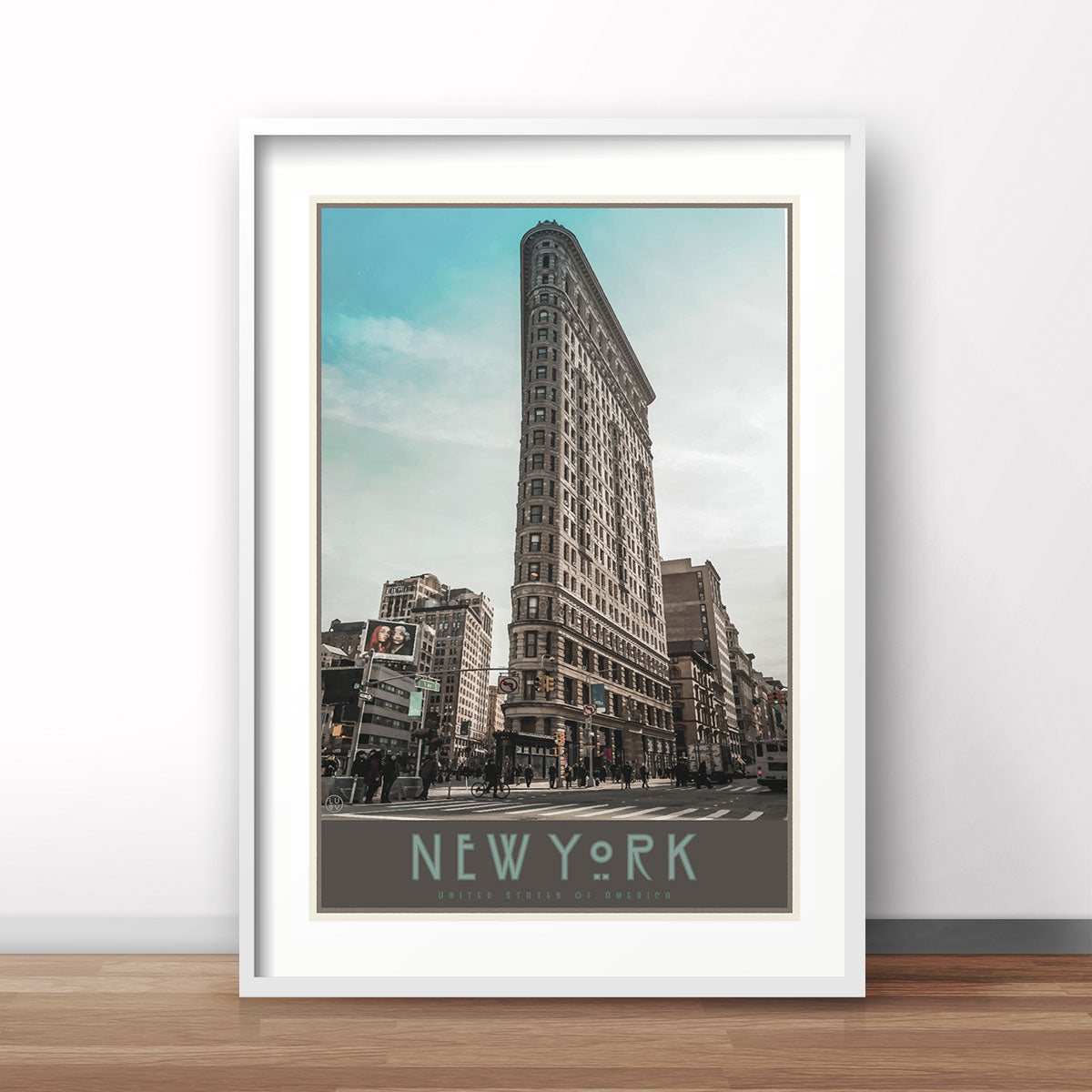 New York Flatiron framed print vintage travel style designed by Places We Luv