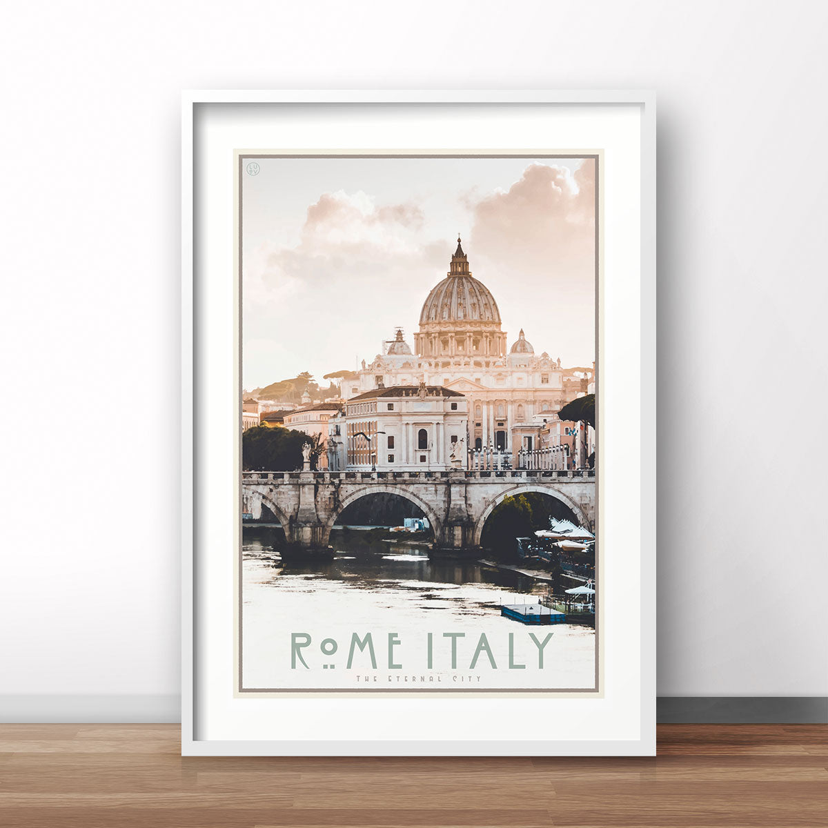 Rome Italy vintage travel style white framed print by places we luv