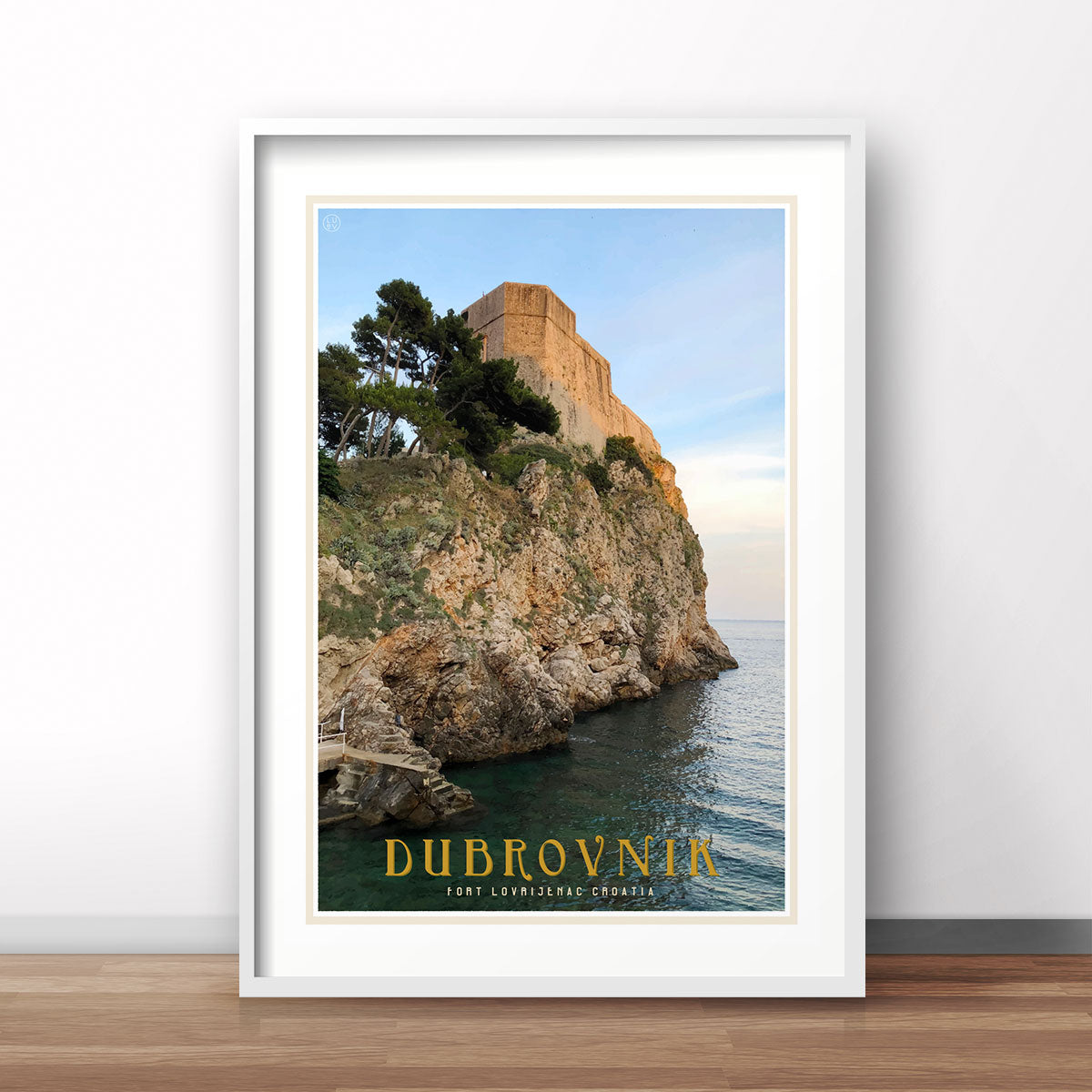 Dubrovnik vintage travel style white framed print by places we luv