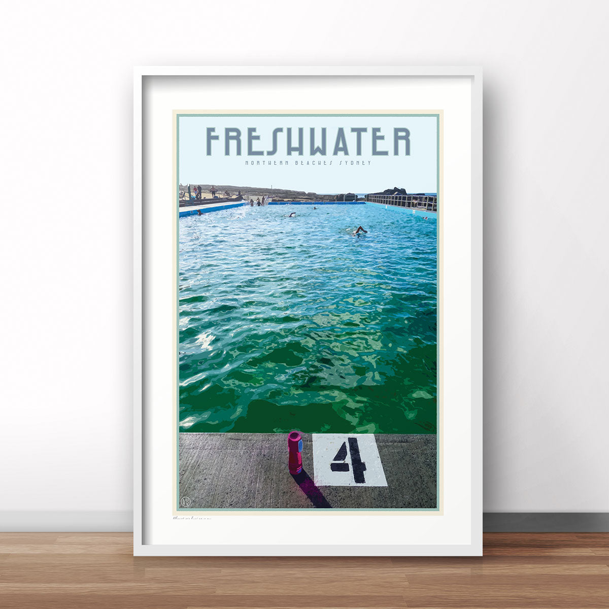 Freshwater beach vintage travel style print by places we luv