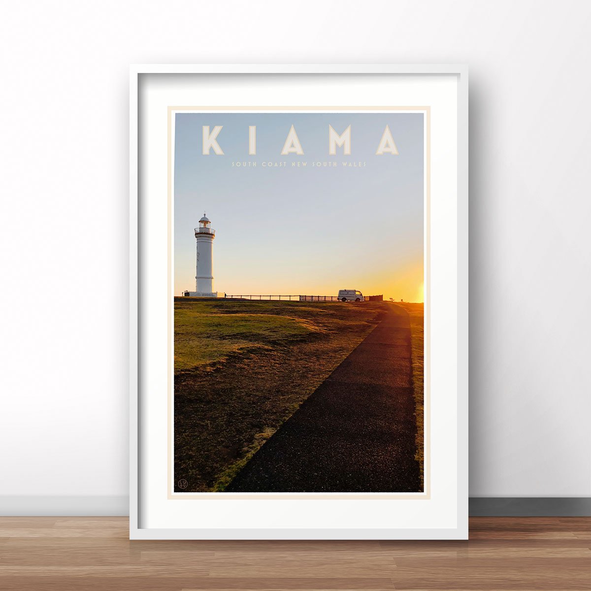 Kiama vintage travel style print in frame - design by Places We Luv