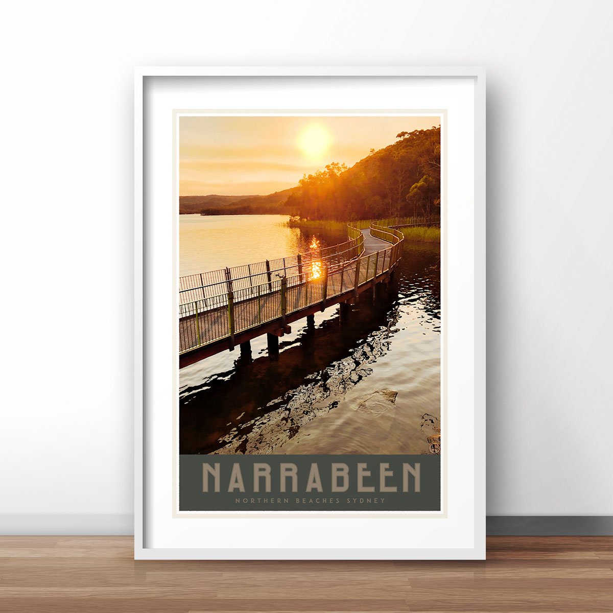 Narrabeen Lake print vintage travel style by placesweluv