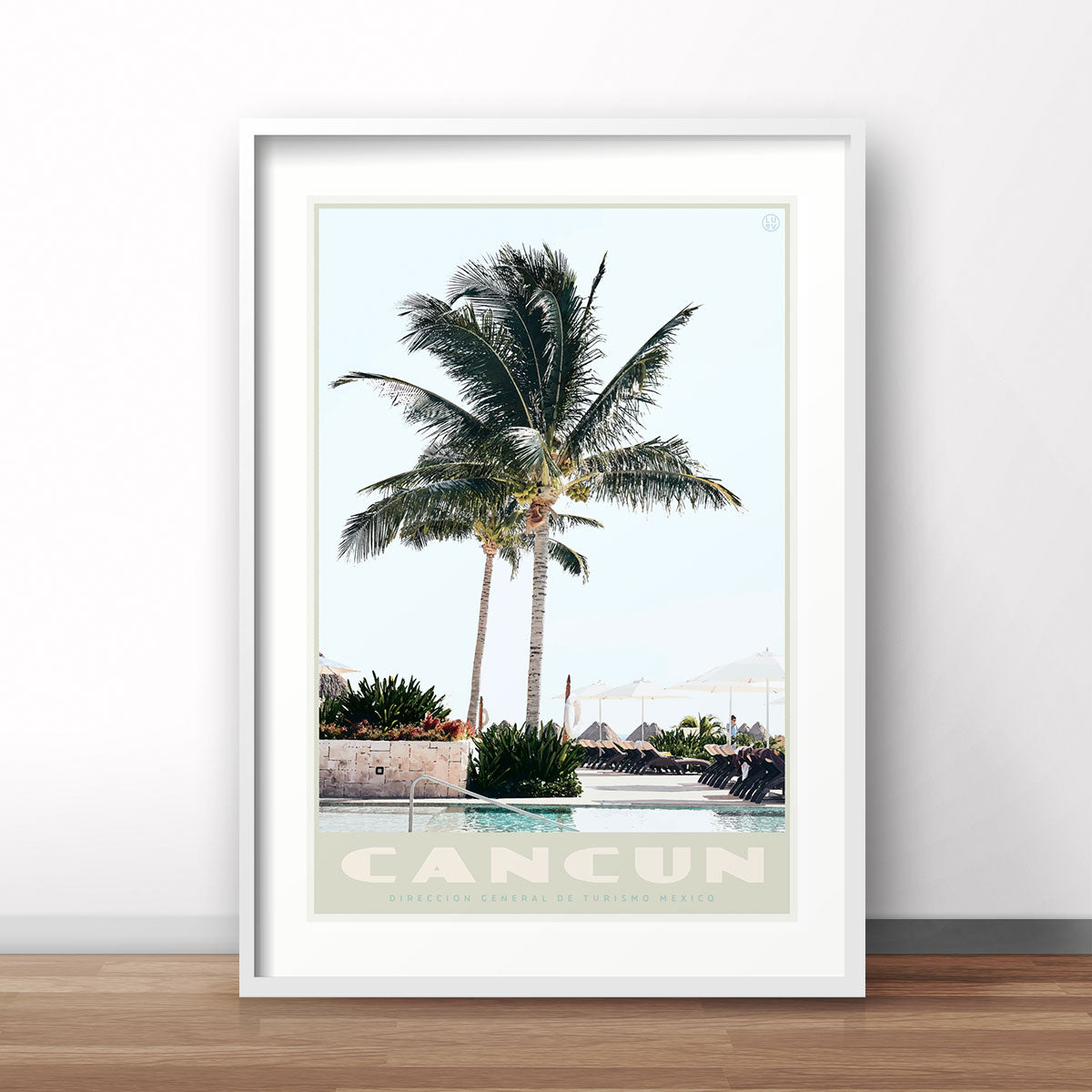 Cancun Mexico vintage travel style print designed by placesweluv