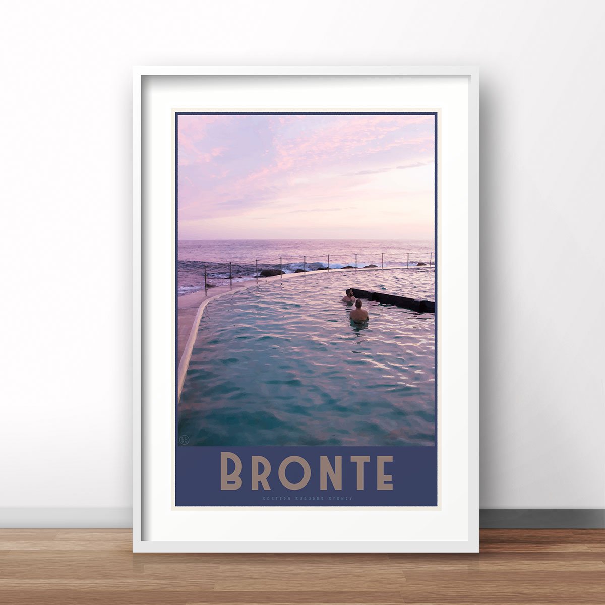 Bronte vintage travel style white framed prints by places we luv