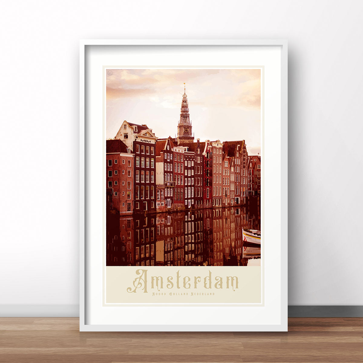Amsterdam Canal Houses vintage retro poster print from Places We Luv