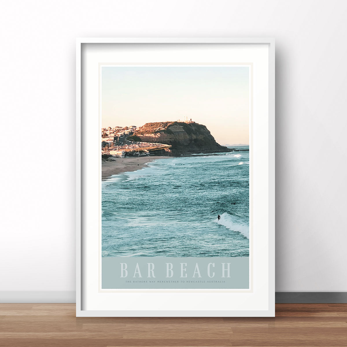 Bar Beach Newcastle vintage retro poster print from Places We Luv
