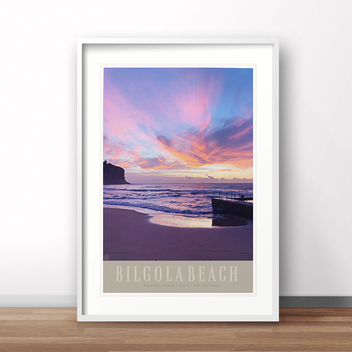 Bilgola Beach retro vintage travel poster print from Places We Luv