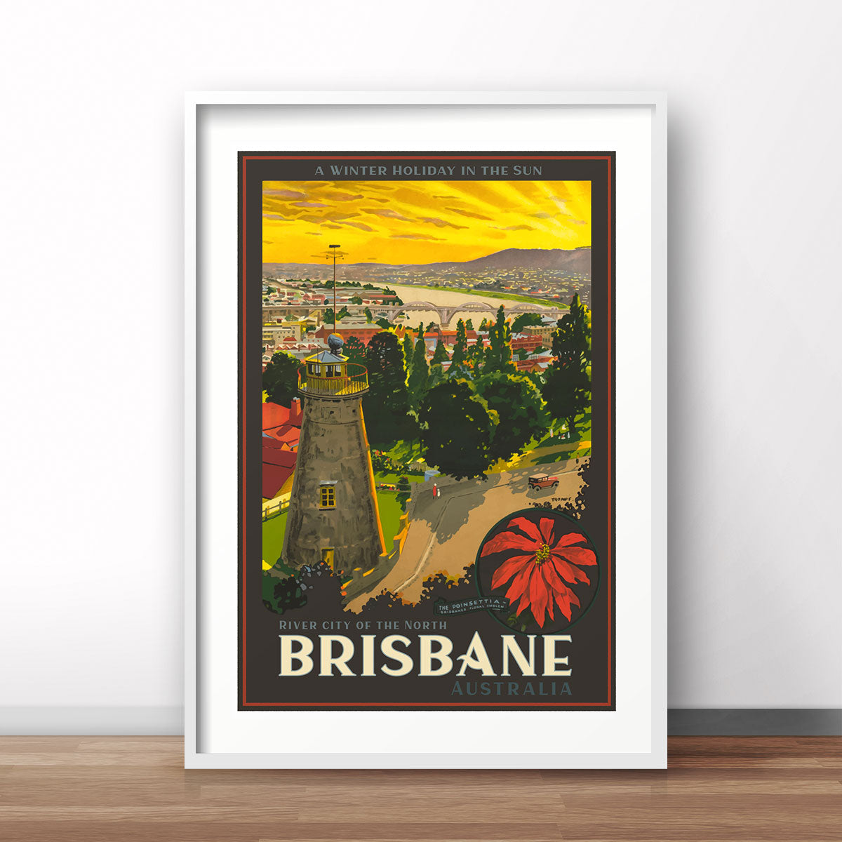 Brisbane vintage retro advertising poster print from Places We Luv