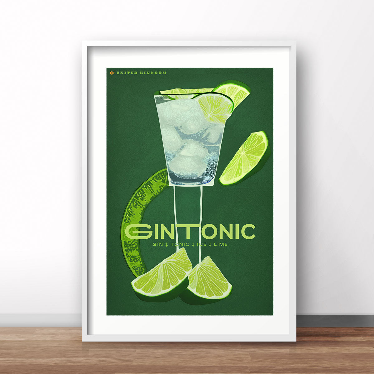 Gin Tonic United Kingdom retro vintage poster print from Places We Luv