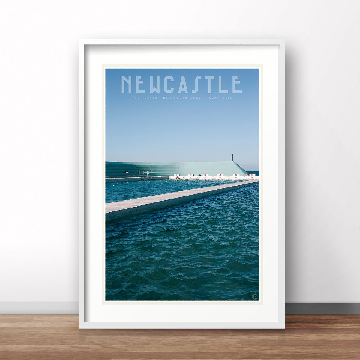 Newcastle pool NSW vintage travel poster print by Places we luv