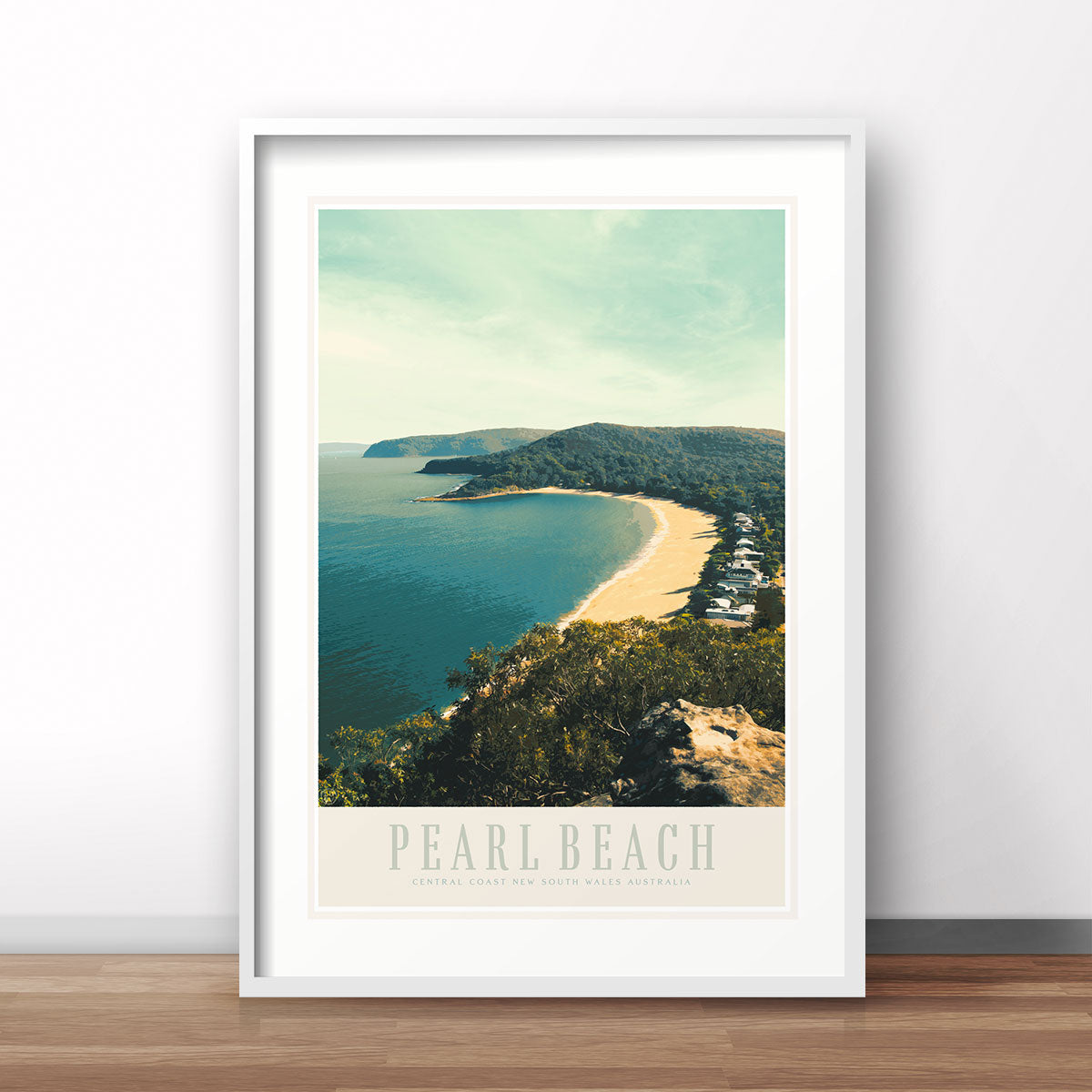 Pearl beach vintage travel poster print central coast by places we luv
