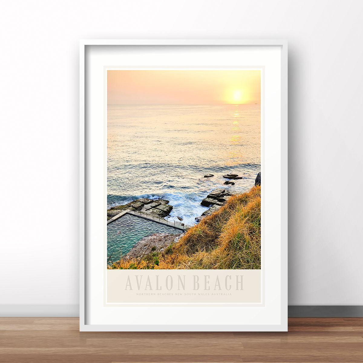 Avalon Beach vintage retro travel poster print by Places We Luv