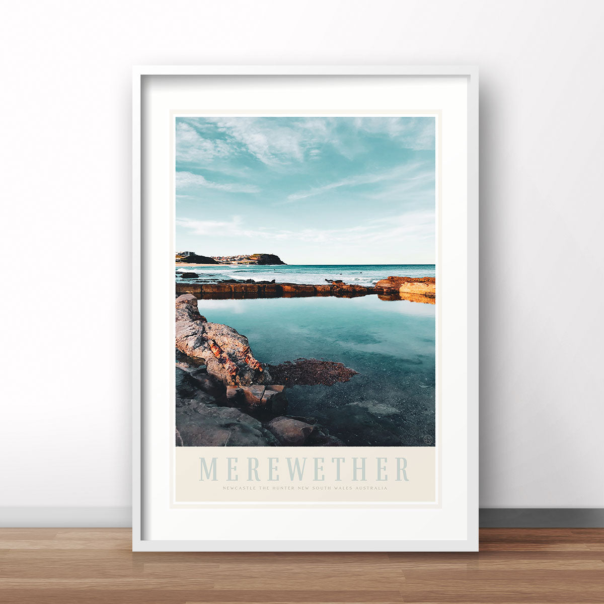 Merewether Beach vintage retro travel poster print from Places We Luv