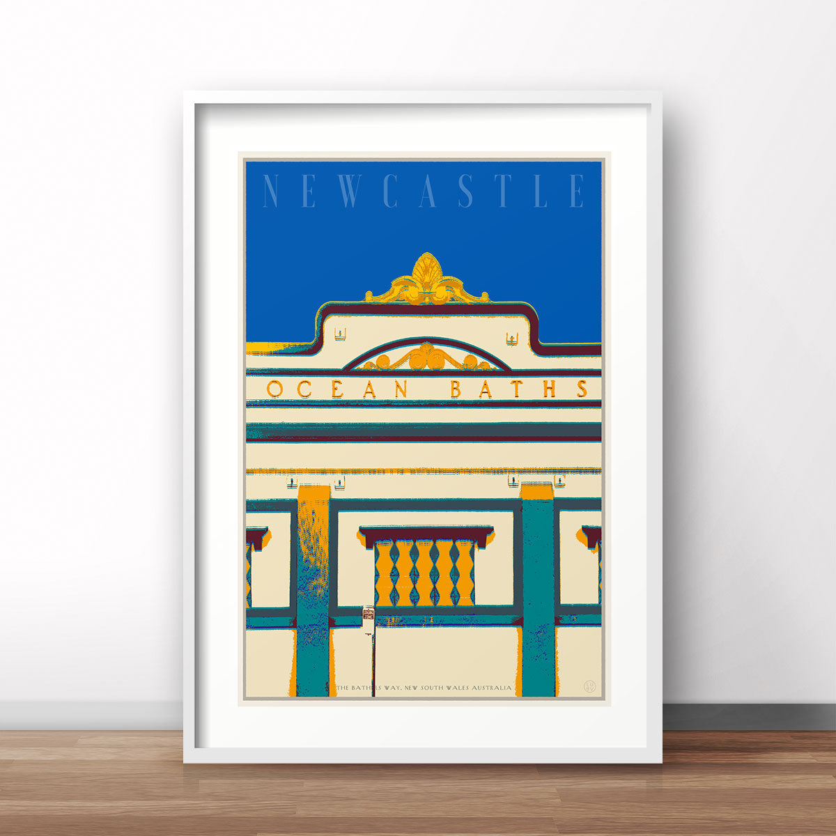 Newcastle baths deco pop travel poster print by Places We Luv
