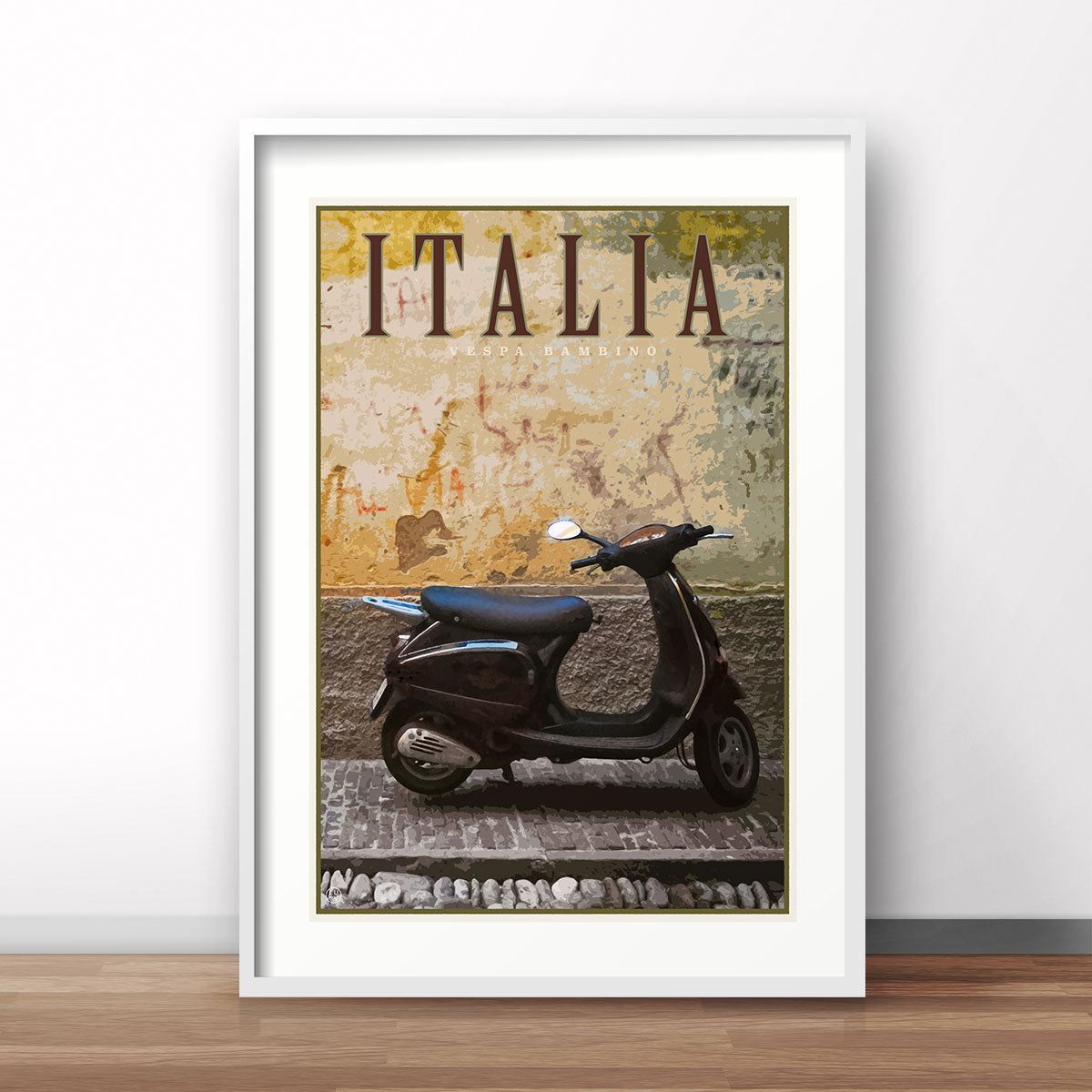 Vespa Italy retro vintage travel poster print by Places We Luv
