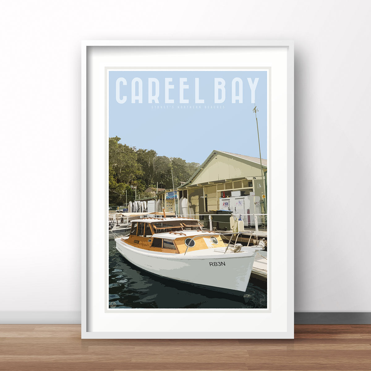 Careel Bay vintage travel style print by places we luv